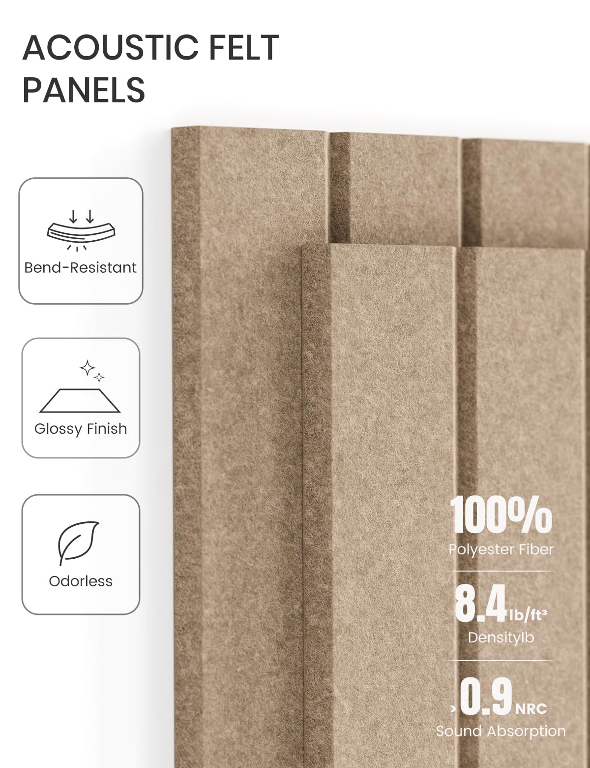 Felt Bulletin Board Tiles -28"x18" with 40 Adhesive Tabs, Cork Board Alternative for Office Decor, Push Pin Board Wall Organizer 6-Pack (Taupe)
