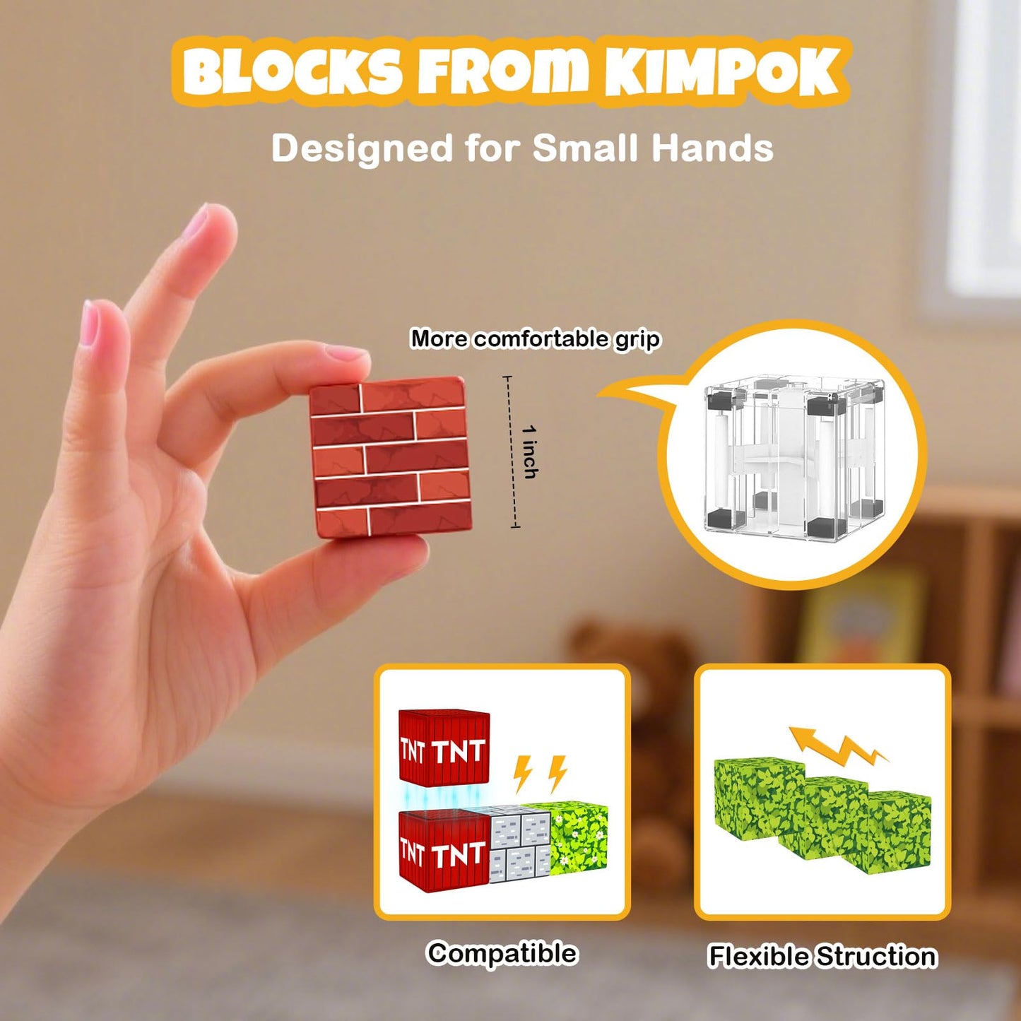 KIMPOK 150PCS Magnetic Building Blocks, 1 Inch Magnetic Cubes for Kids Ages 3-8, STEM Montessori Toys, Creative Construction & Stacking Toys, Educational Magnetic Blocks for Boys & Girls