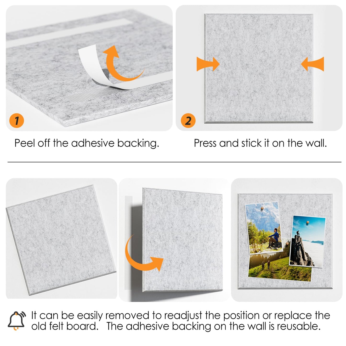MaxGear Large Cork Board for Wall 36" x 24", Light Gray Bulletin Board, 6 Pack Felt Wall Tiles with Pushpins, Cork Boards for Office Pin Board Tack Board Cork Boards