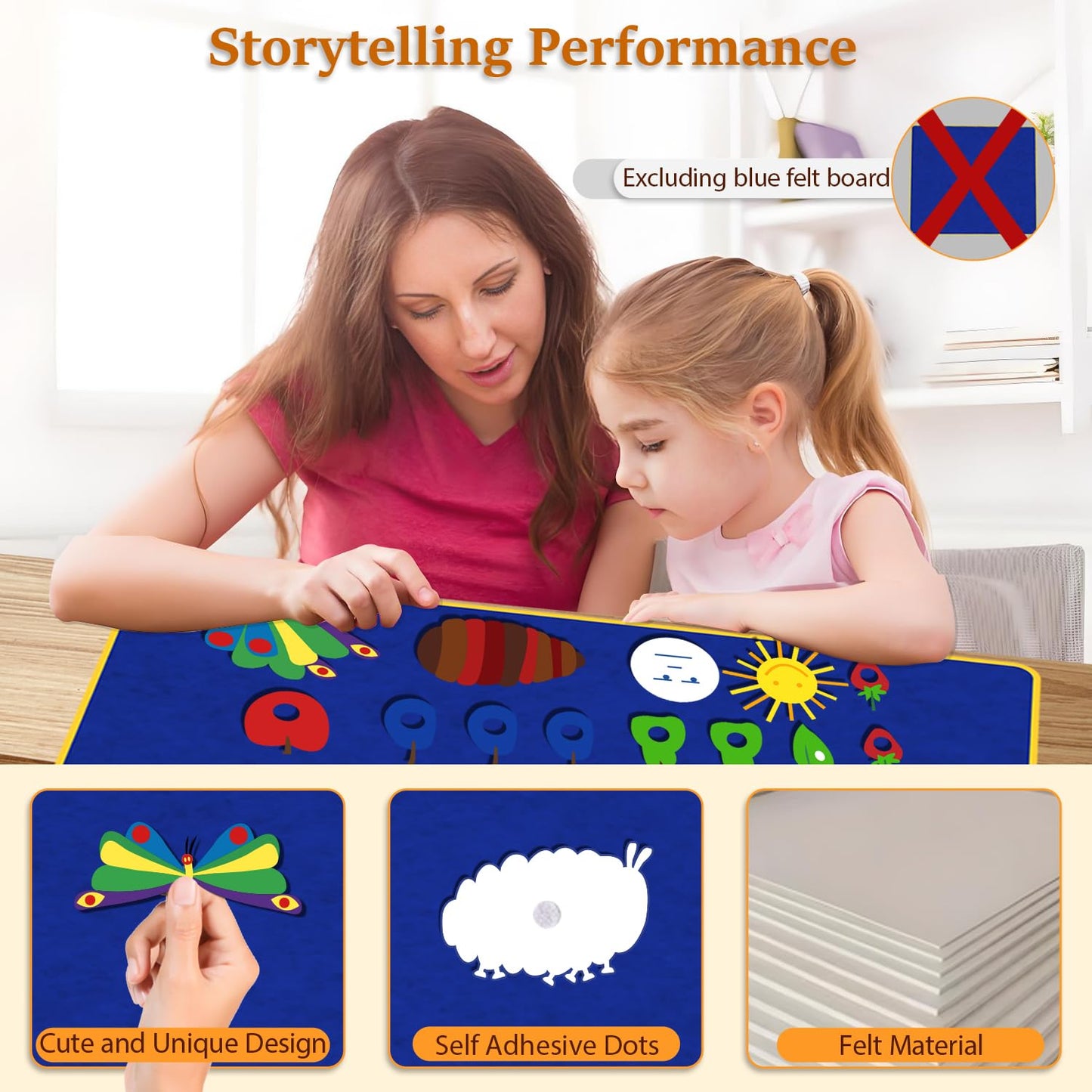 Ai fsem Very Hungry Caterpillar Felt Board Story Sets Preschool Learning Activities Toddler Storytelling Interactive Toys Flannel Board Felt Toys