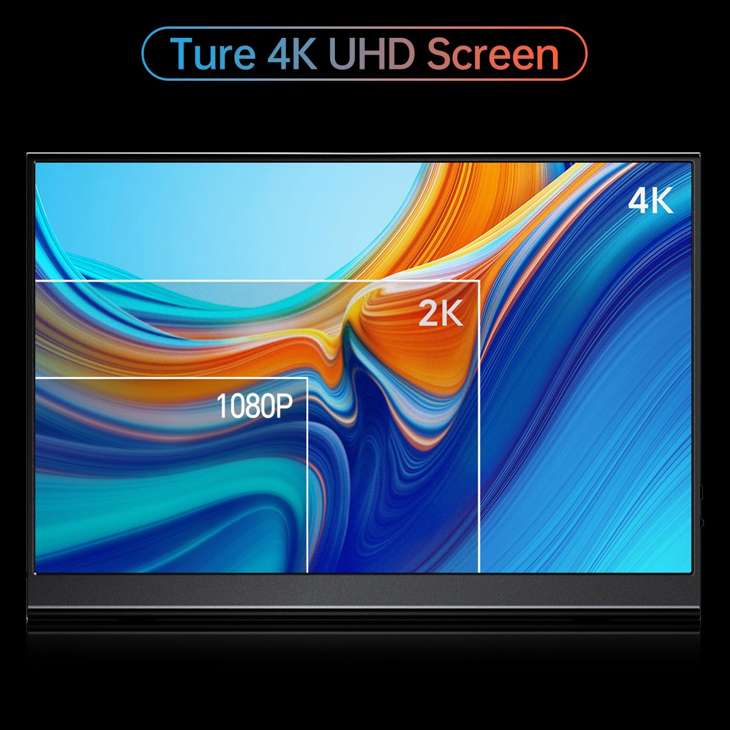 Yxk Portable Monitor 15.6 Inch 4K 60Hz 100% sRGB Ultra-Slim Travel Monitor with Dual Speakers USB-C HDMI Second Screen for Laptop PC Mac Phone Xbox PS4/5 Switch, VESA Kickstand with Cover Stand