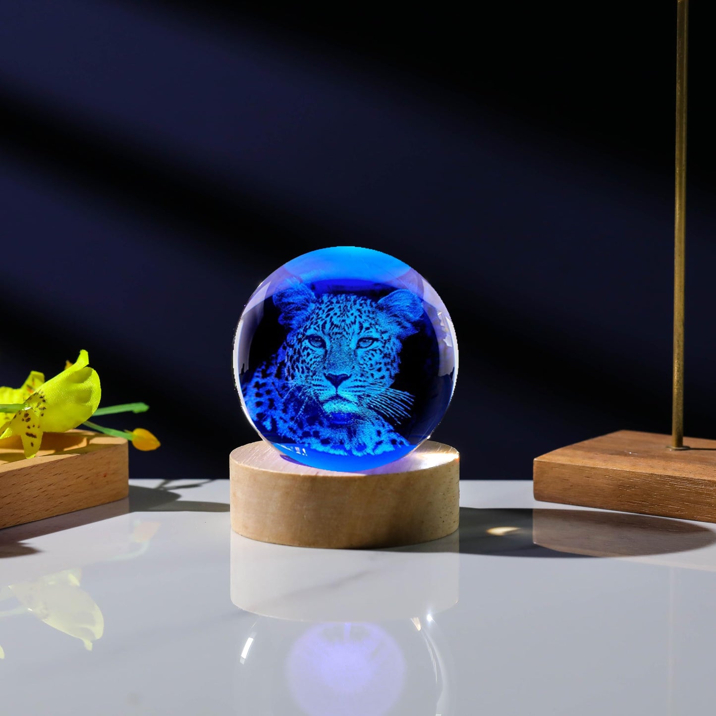 3D Cheetah Gifts for Women - Crystals Ball 60mm - Glass Animals Figurine Cheetah Decor Stuff for Anniversary Birthday