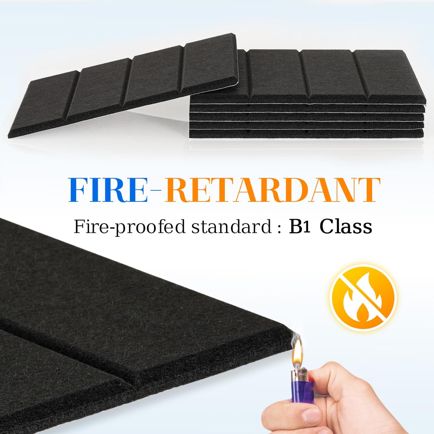 DOLLAR BOSS Felt Cork Board Tiles, 6 Packs 12" x 12" 1/2" Thick Bulletin Board Adhesive Acoustic Panels Soundproof Corkboards for Walls with 60 Pushpins for Home Office Kitchen School, Black Stripe