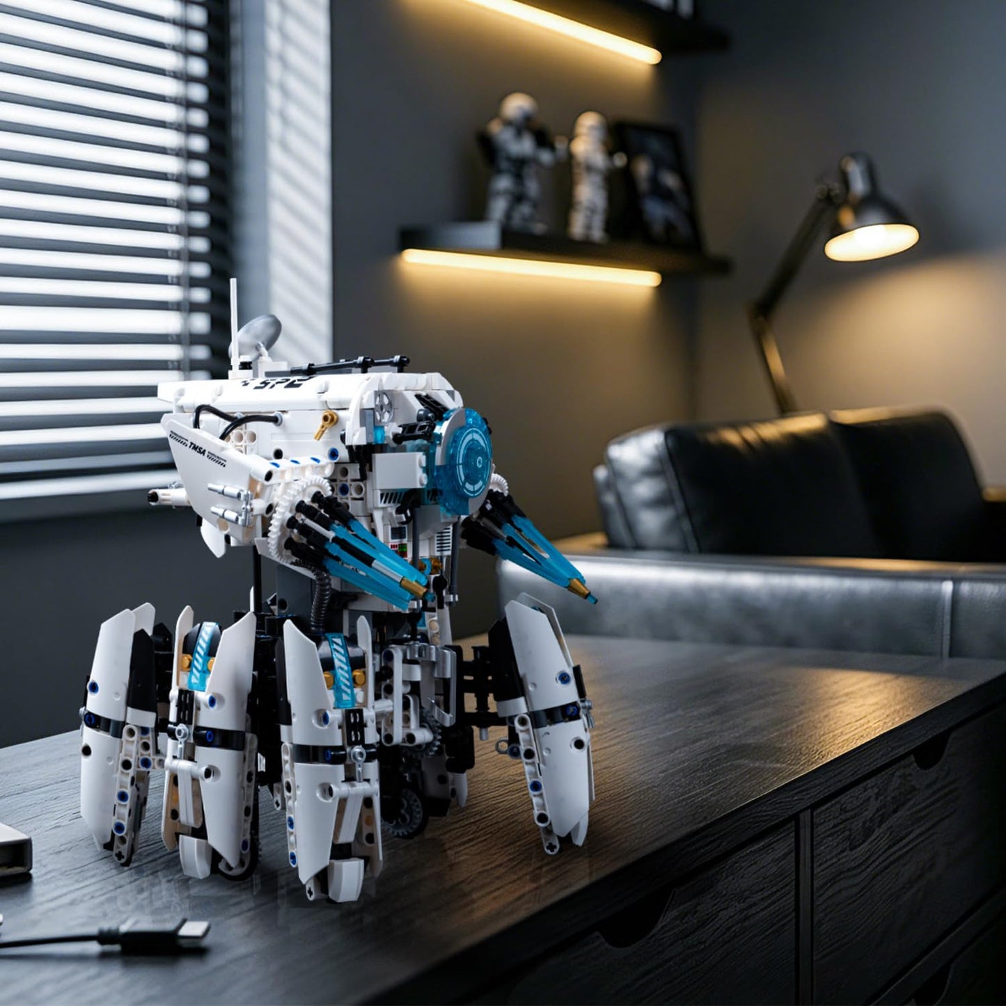 MOQIDI Programmable Hexapod Robot Technic Building Kit, STEM Sci-Fi War Machine Six-Legged Robot with Dual Control, App & Remote Control, Light-Up Cyber Technic Mecha Sets for Boys Ages 8–12 (1406 PCS