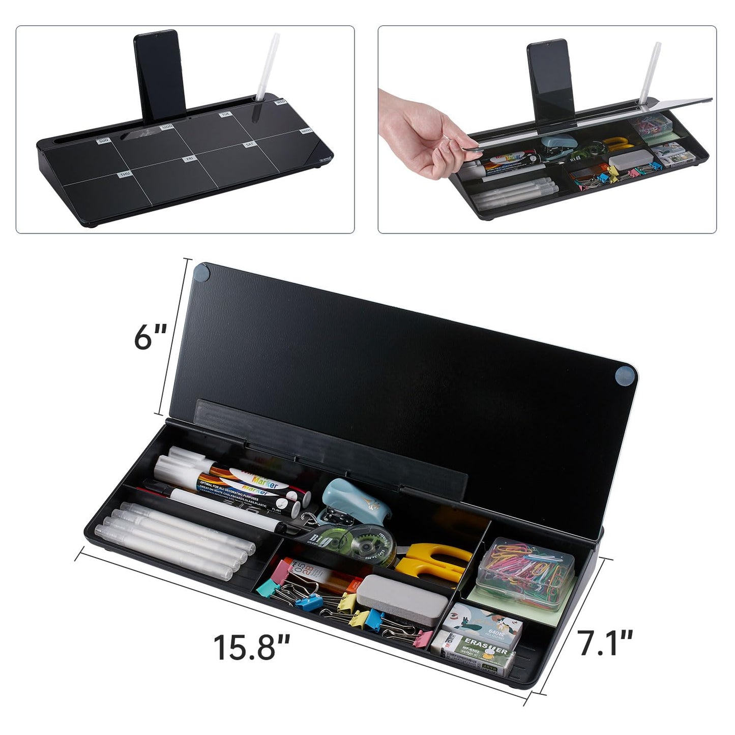 TSJ OFFICE Desktop Whiteboard Dry-Erase-Board - Computer Keyboard Stand White Board Surface Pad with Drawer, Desk Organizers with Accessories for Office, Home, School Supplies