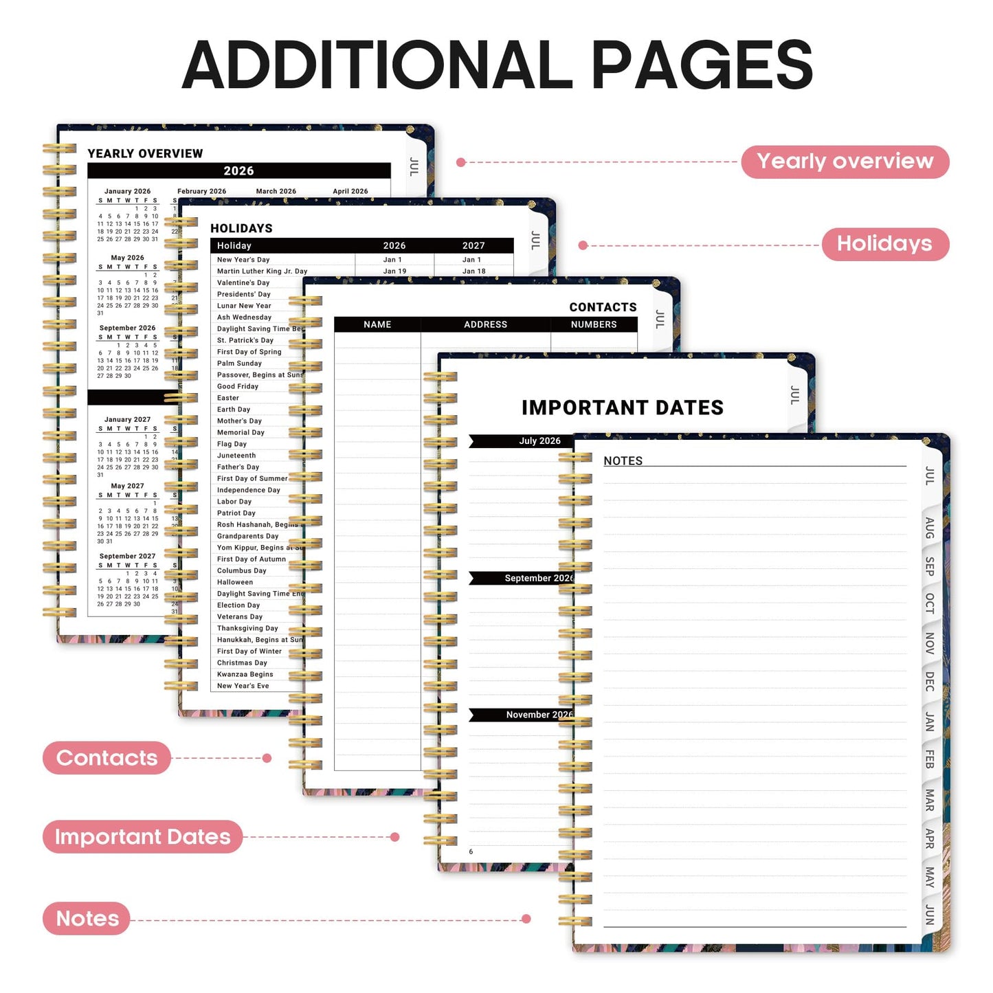 Planner 2026-2027, Academic Year Weekly and Monthly Calender Planner, from Jul 2026 - Jun 2027, Spiral Bound School Planning Book, Perfect for Teacher, Student, Women & Men, A4 (8.5" x 11"), Midnight Jungle