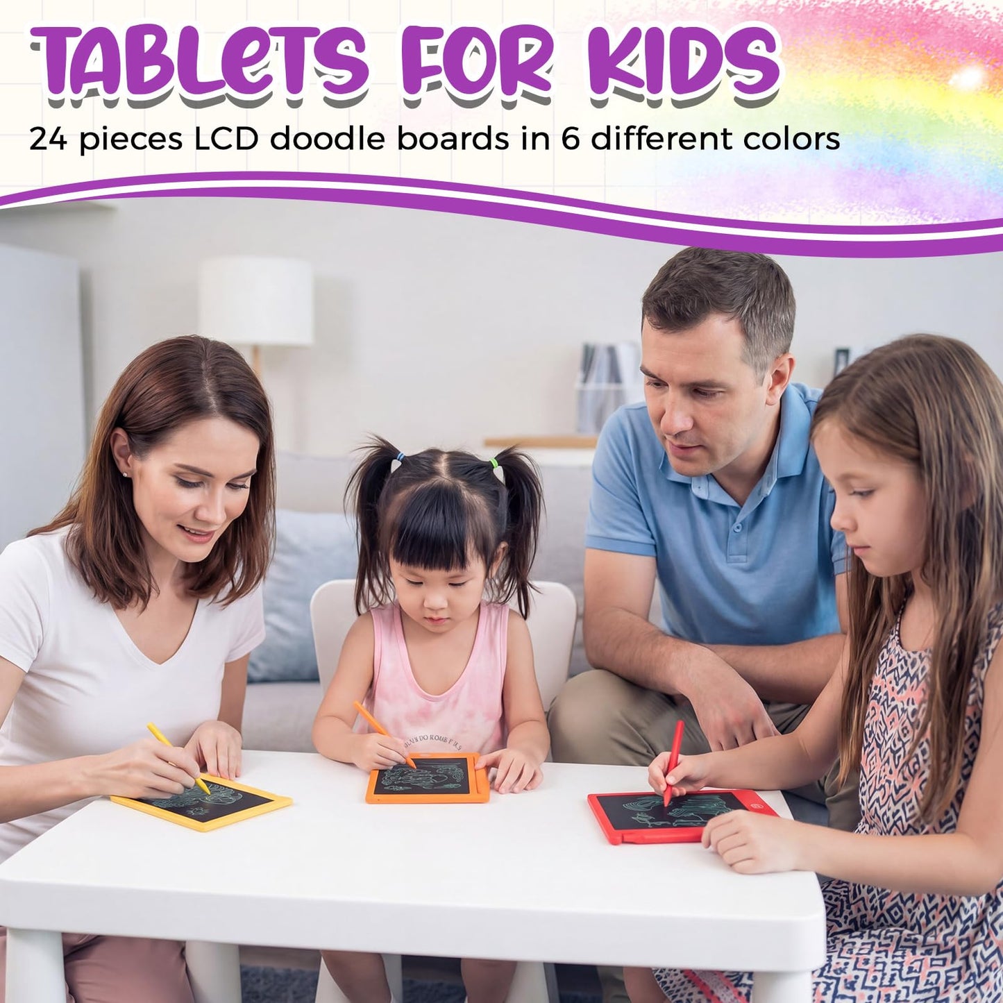 Zhehao 24 Pack LCD Mini Writing Tablet for Kids 4.5 Inch Doodle Board Bulk Erasable Reusable Electronic Drawing Pad Birthday Party Favors Goodie Bag Classroom Gifts (Rainbow Colors)