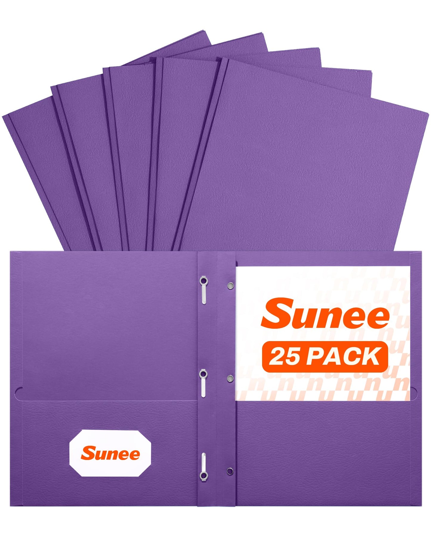 SUNEE 2 Pocket Folders with Prongs (25 Pack, Purple), Paper Folders with 2 Pockets and 3 Prongs Fit Letter Size Paper, Folders with Prongs for School Office Home Business