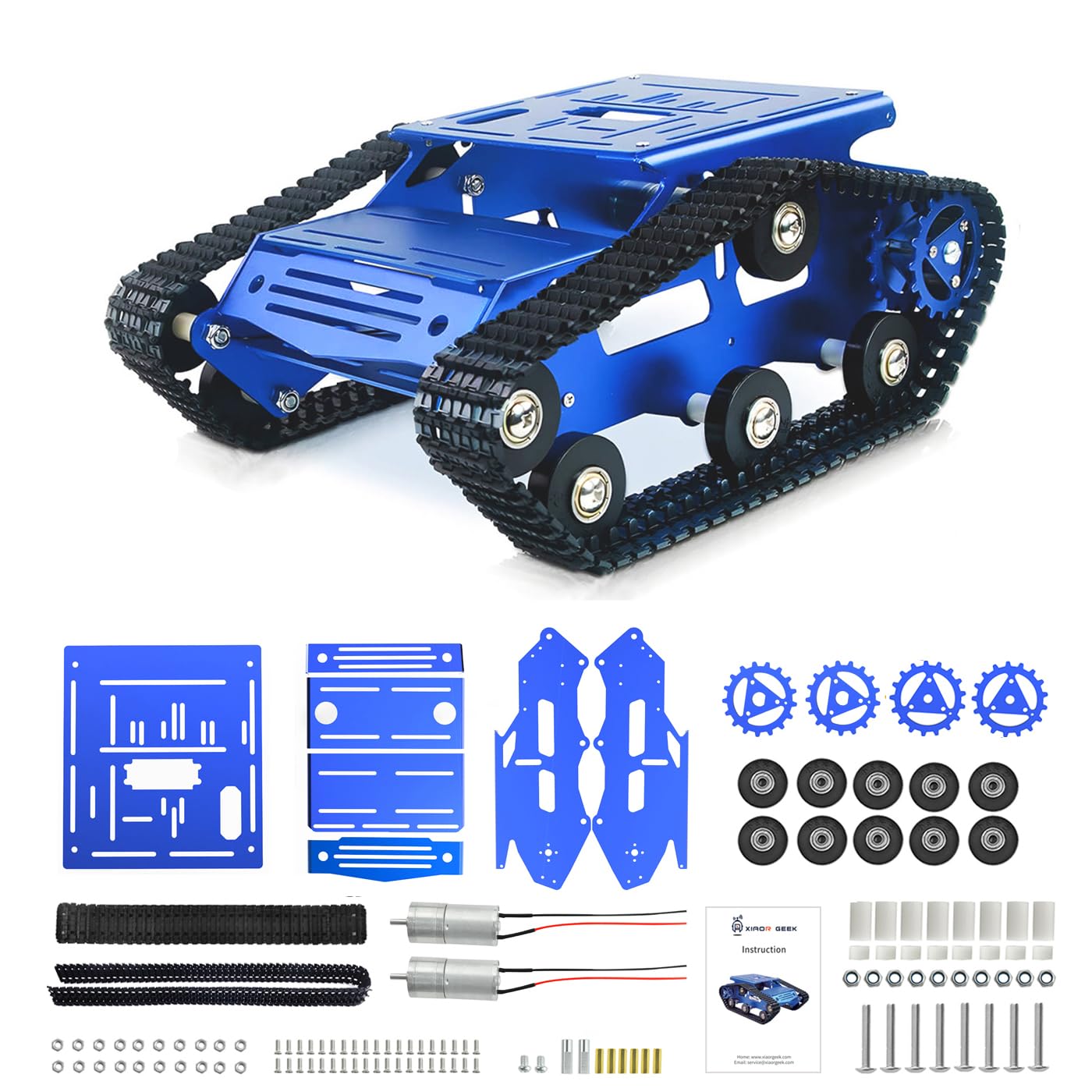 YonPhsy Tank Car Chassis with DC Geared Motor, Shock Absorbing Robot Chassis Full-Metal Robotic Moving Platform Track for RaspberryPi Arduino Jetson Microb DIY Maker Smart Robot Car Learning Kit