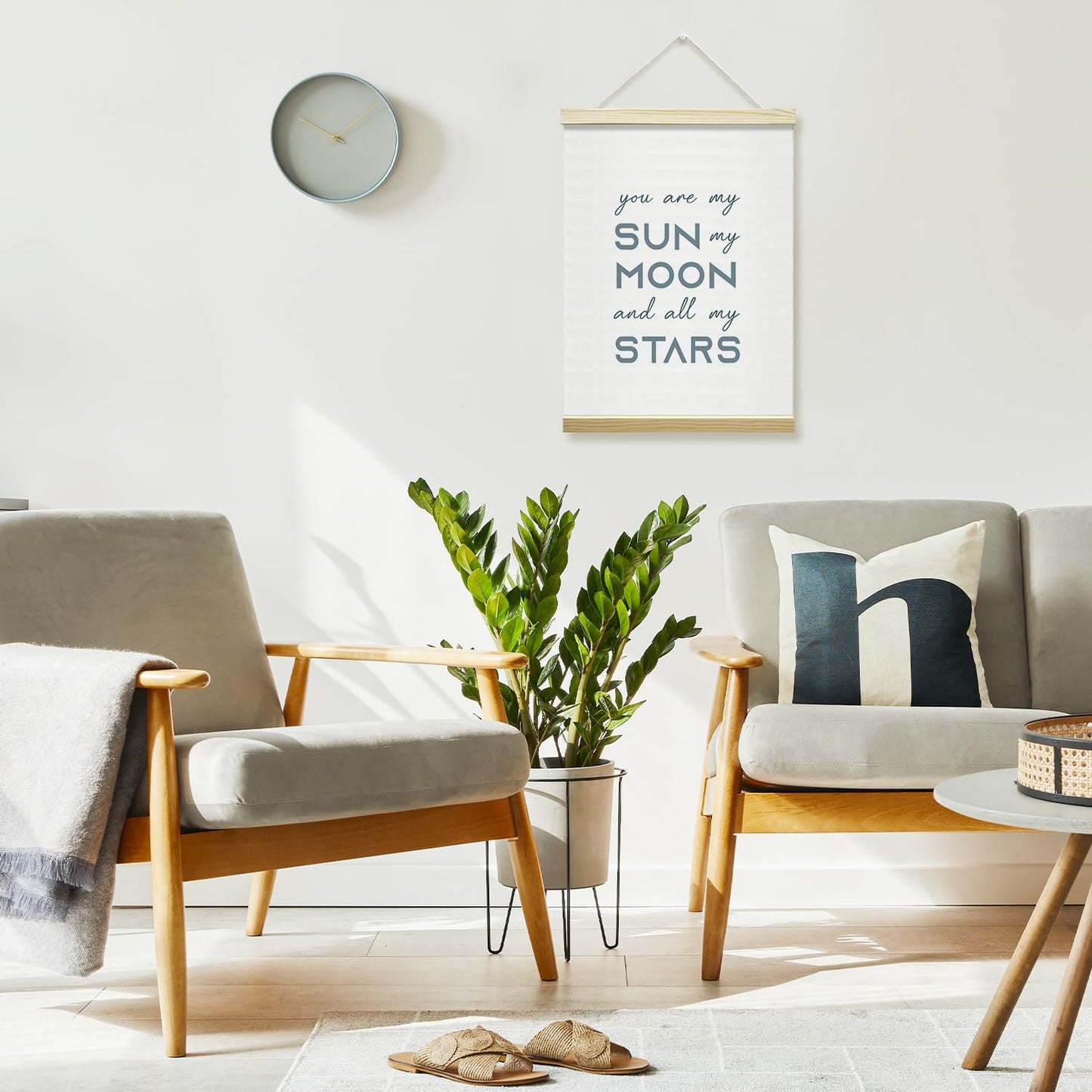 mermermu You are My Sun My Moon and All My Stars Poster Hanger Frame, Positive Posters Canvas Wall Art for Home Nursery Living Room Kids Bedroom Decor, 12x16 Inches -024