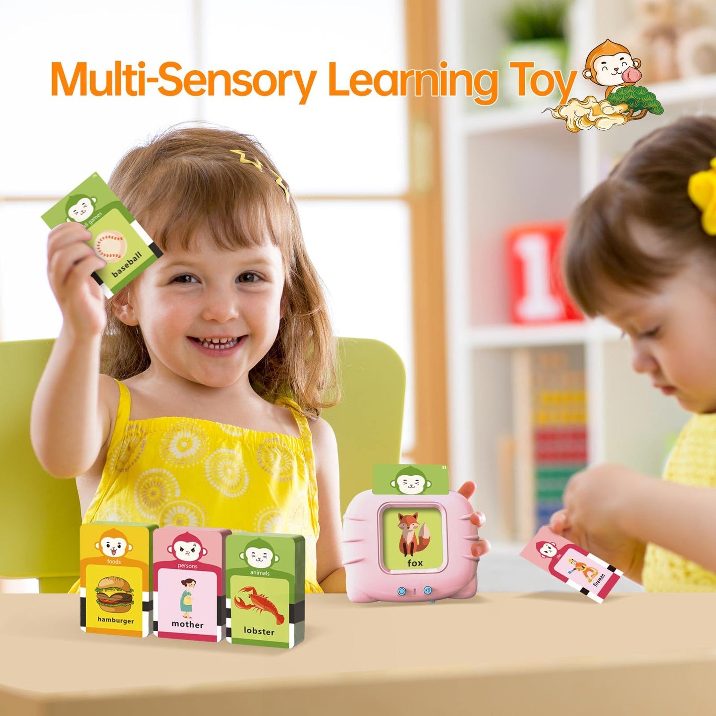 U-LEARNER Toddler Gifts Talking Flash Cards for 1 2 3 4 5 Year Old Boys and Girls, Autism Sensory Toys for Autistic Children, Learning Educational Montessori Speech Therapy, 296 Pro Words Pink