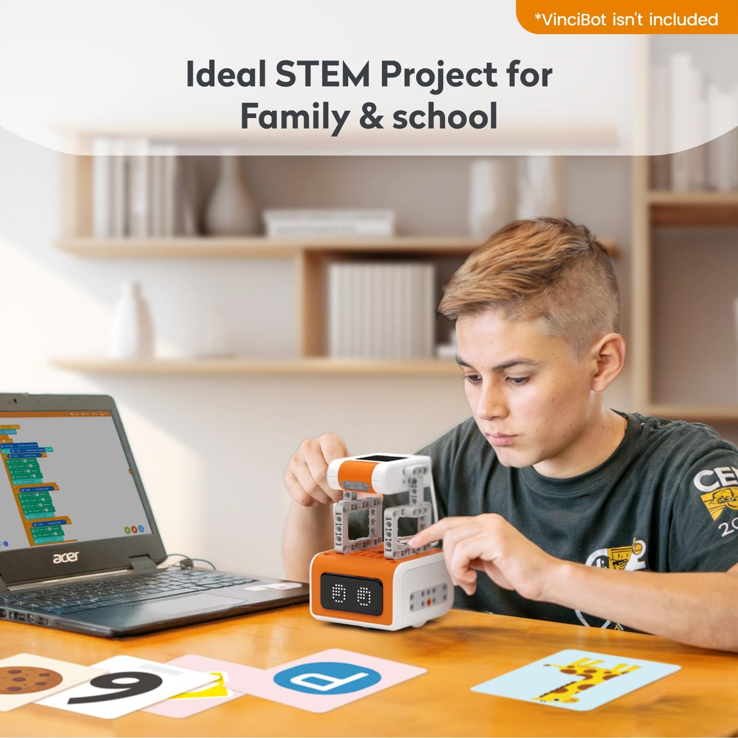 MatataStudio AI Vision Kit for VinciBot with a 180° Flip Camera, Programmable Screen and Modular Structure Can Add 7 Visual Functions, for Beginners and Advanced Learners of AI from 8-12