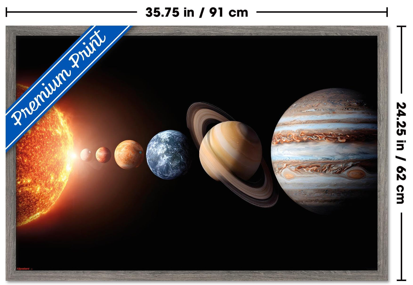Science - Solar System Planets 26 Wall Poster, 34L" x 22.4W", Barnwood Framed Version