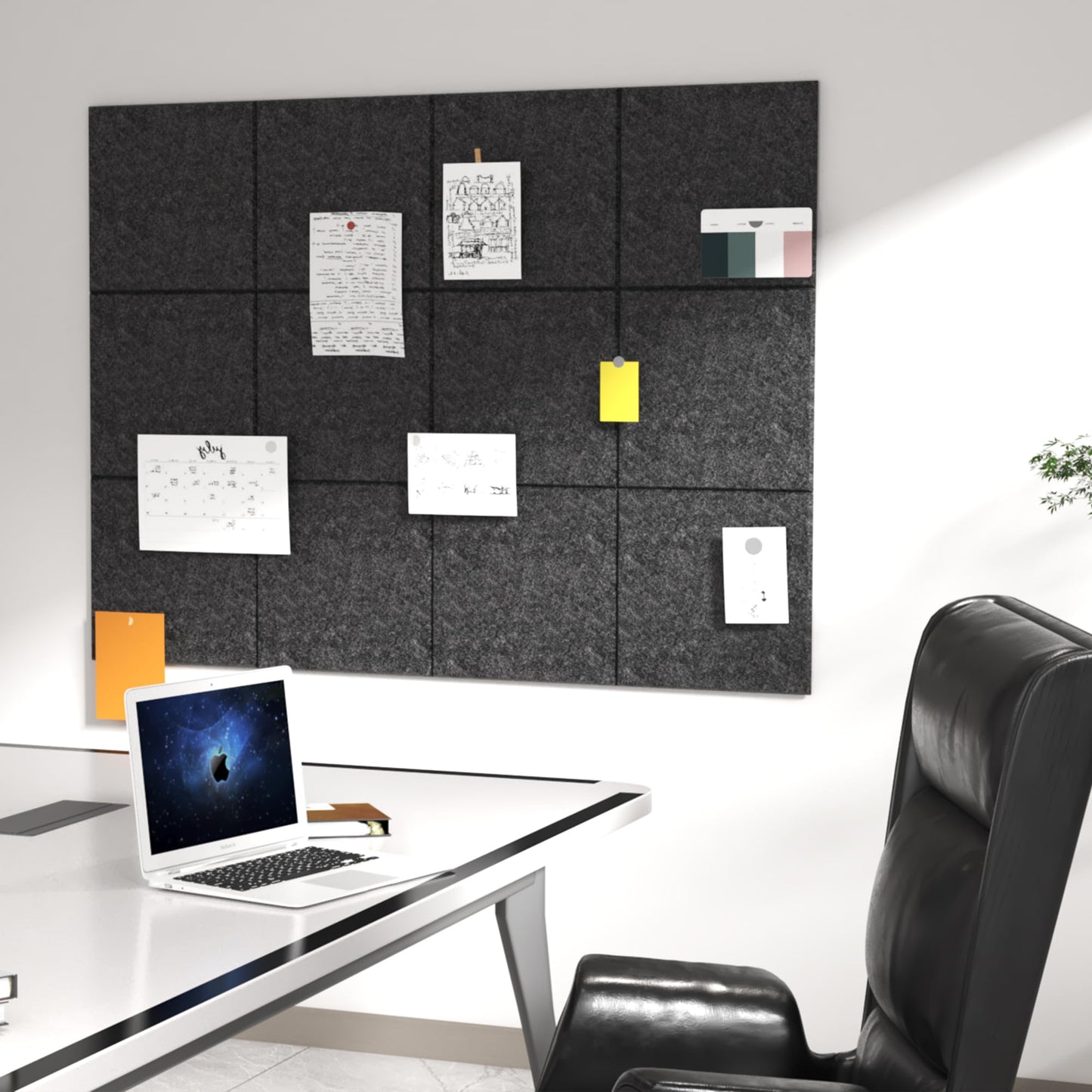 Large Cork Board Tiles for Wall with Push Pins, Removable 36" x 24" Bulletin Board Sets, Adhesive Pin Board | Magrowill 6 Packs Felt Panels for Interior Wall Decor