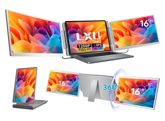 LXU 16" Laptop Screen Extender, 1200P 16:10 IPS Laptop Monitor Extender, Portable Extended Monitor for Laptops 12~18.5", Monitor Extension for Windows, MacBooks(Not for M1 M2 M3), No Driver Needed