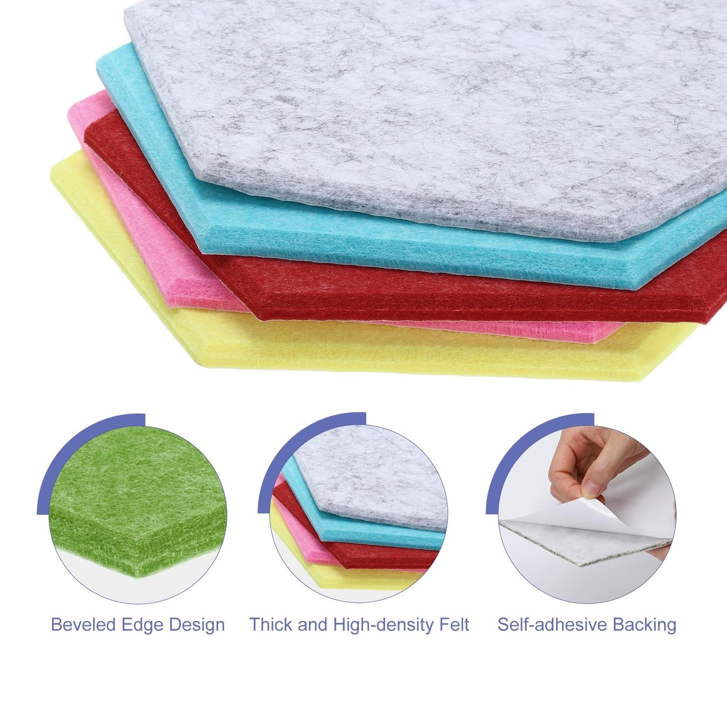 PATIKIL Felt Bulletin Board, 12"x10", 6 Packs Self Adhesive Hexagon Felt Tiles for Sound Proofing Wall Panels for Home Office Recording Studio,Game Room, Army Green