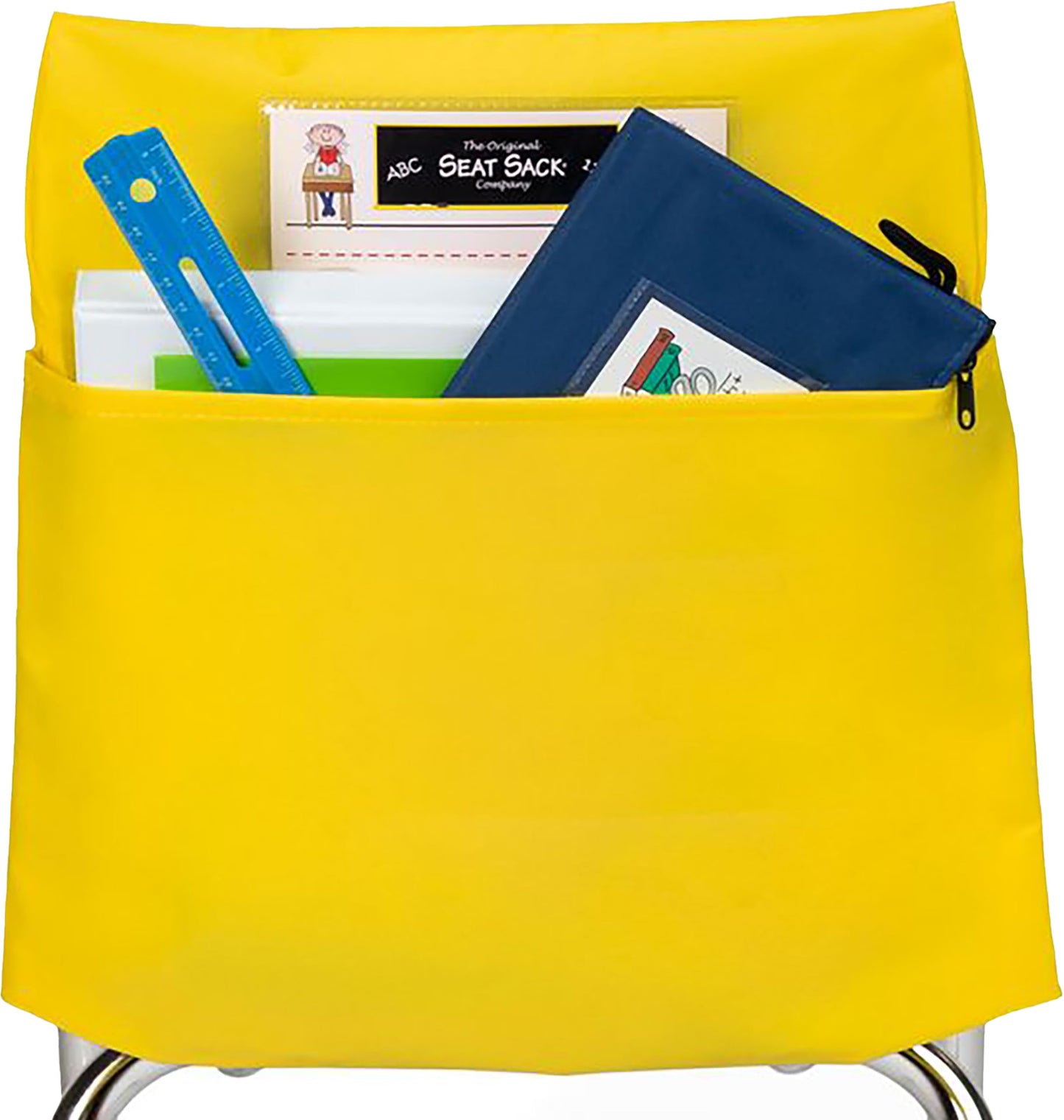 Seat Sack Student Chair Storage Pocket - 12", Classroom Chair Organizer for Student Desks, Durable Over-the-Chair Storage, Yellow, 1-Pack