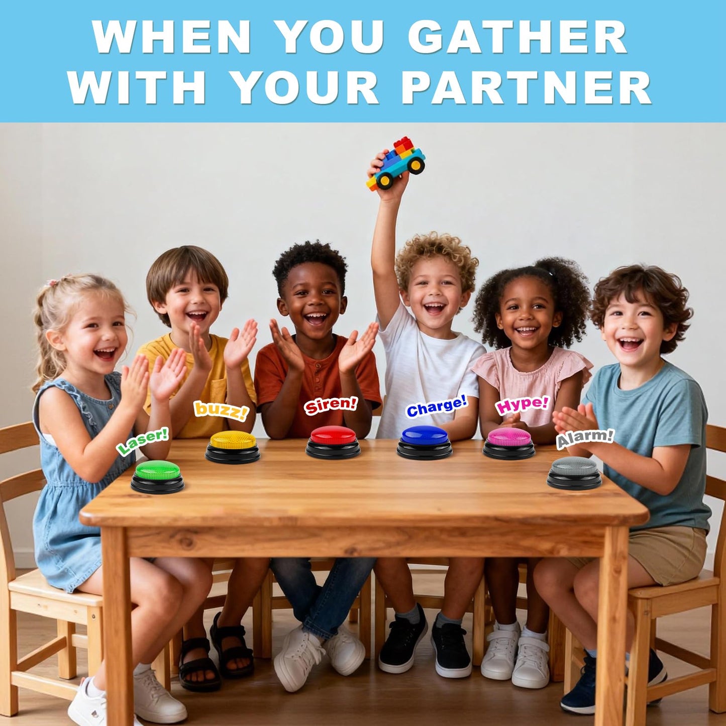 BEAN LIEVE Buzzers for Trivia Games - Set of 6 Game Buzzers, Compact Portable Buzzers for Classroom Trivia, Family Feud, Party Games, Team Quiz Nights - Fun for Teachers, Kids, Families
