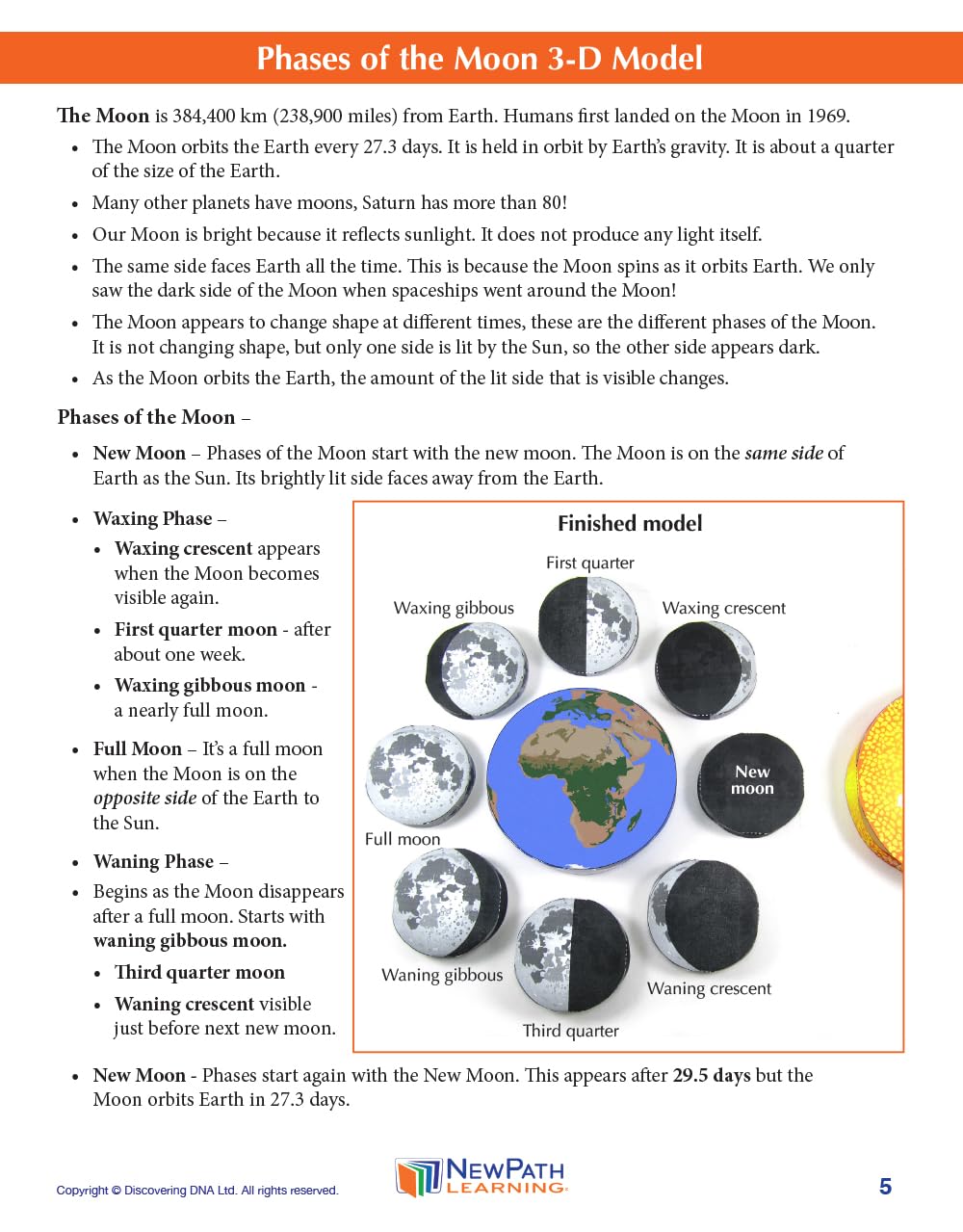 NewPath Phases of The Moon 3D Paper Model Making Kit - Individual Student Edition (17-7821)
