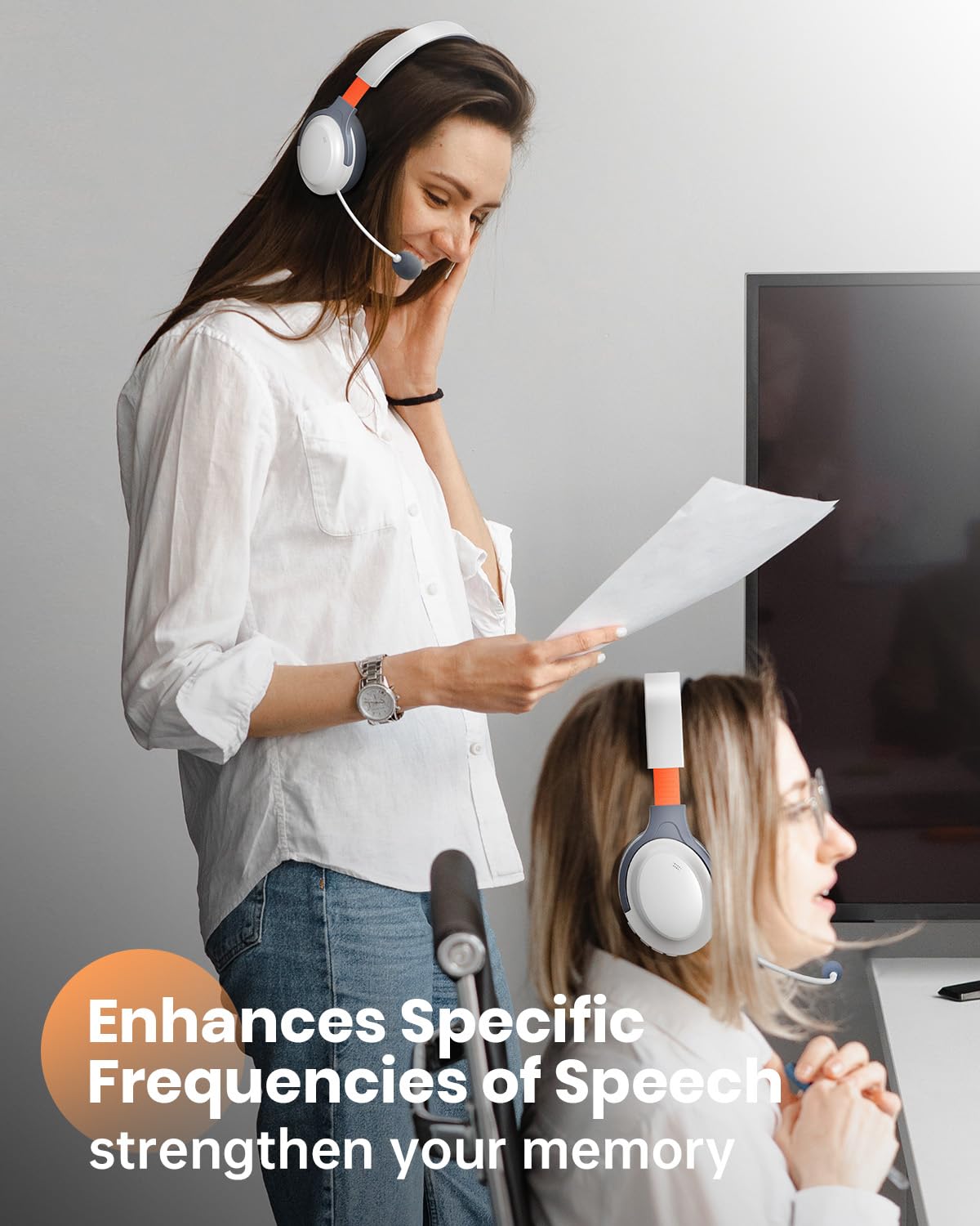 VOXii Auditory Feedback Wireless Headphones - Brain Training Bluetooth Headphones, Enhanced Speech, Language, Memory and Attention, for You and Your Children, Help with Autism ADHD (White)