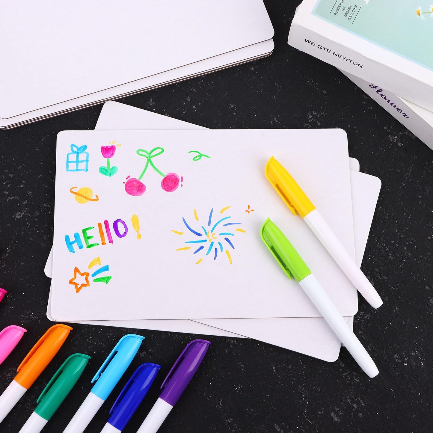 Set of 50 Small White Board Dry Erase Boards Classroom Pack Mini White Boards 9" x6” Double Sided Personal Whiteboards for Students Teachers School Office Supplies Lapboards