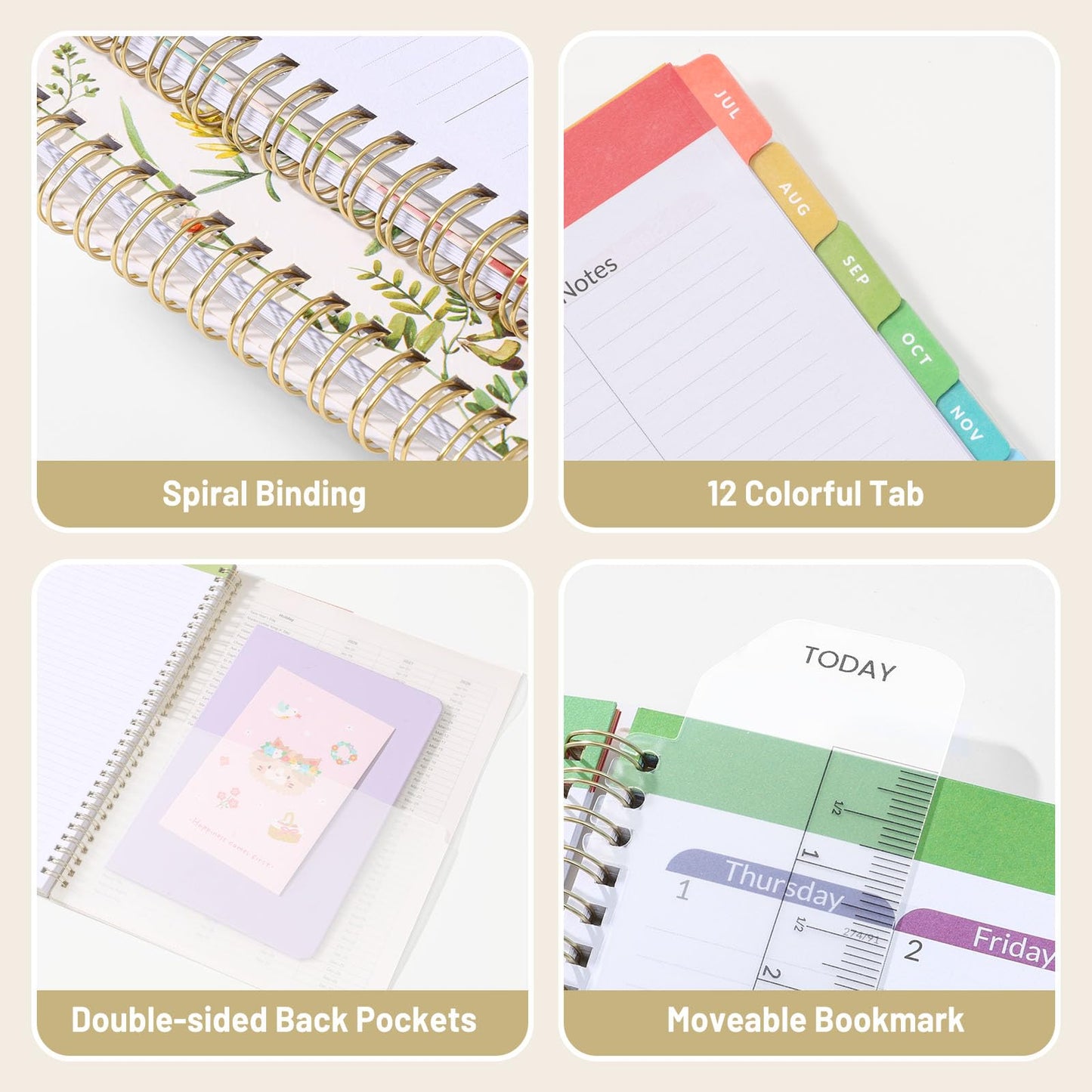 SUNEE Teacher Planner 2026-2027 Academic Year, 7 Periods Lesson Plan Book Jul 2026 - Jun 2027, 8.5"x11"Daily Weekly Monthly Organizers Horizontal Layout with Calendars, Bookmark, Tabs, Colorful Pen