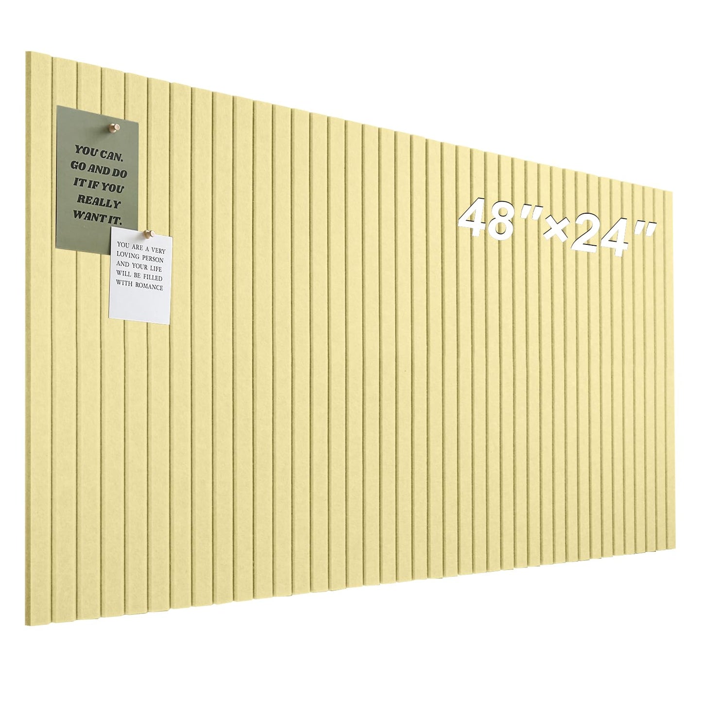 Large Cork Board for Office, 8 Pack Felt Wall Tiles with Slat Wall Paneling and Safe Removable Adhesive Tabs, Felt Bulletin Board Pin Board Cork Boards for Walls - Butter Yellow