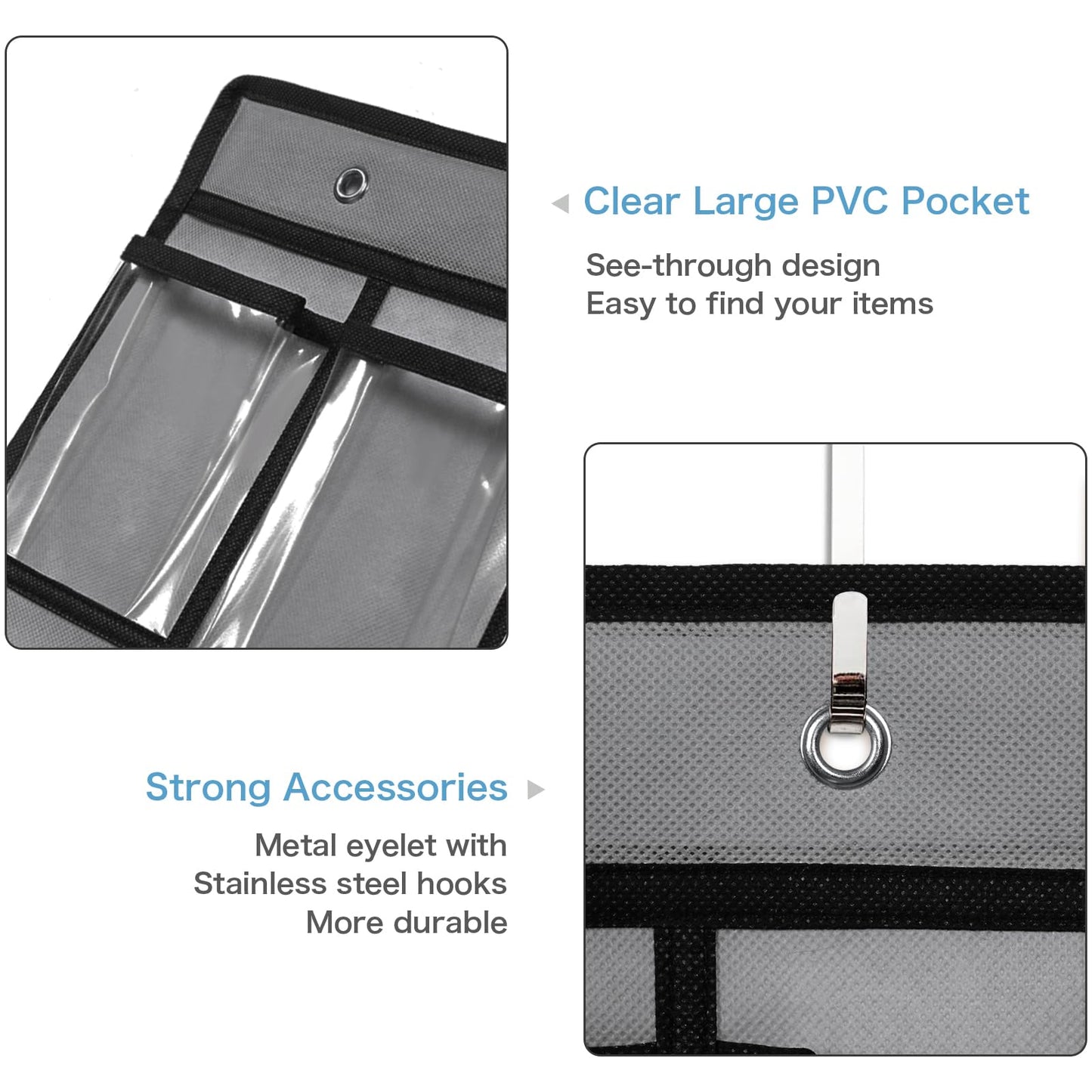 SAVERHO 42 Pocket Classroom Pocket Chart for Cell Phones and Calculator,Clear Cellphone Pocket Chart for Classroom with Number Sticker and hooks (Grey-42 Pockets)