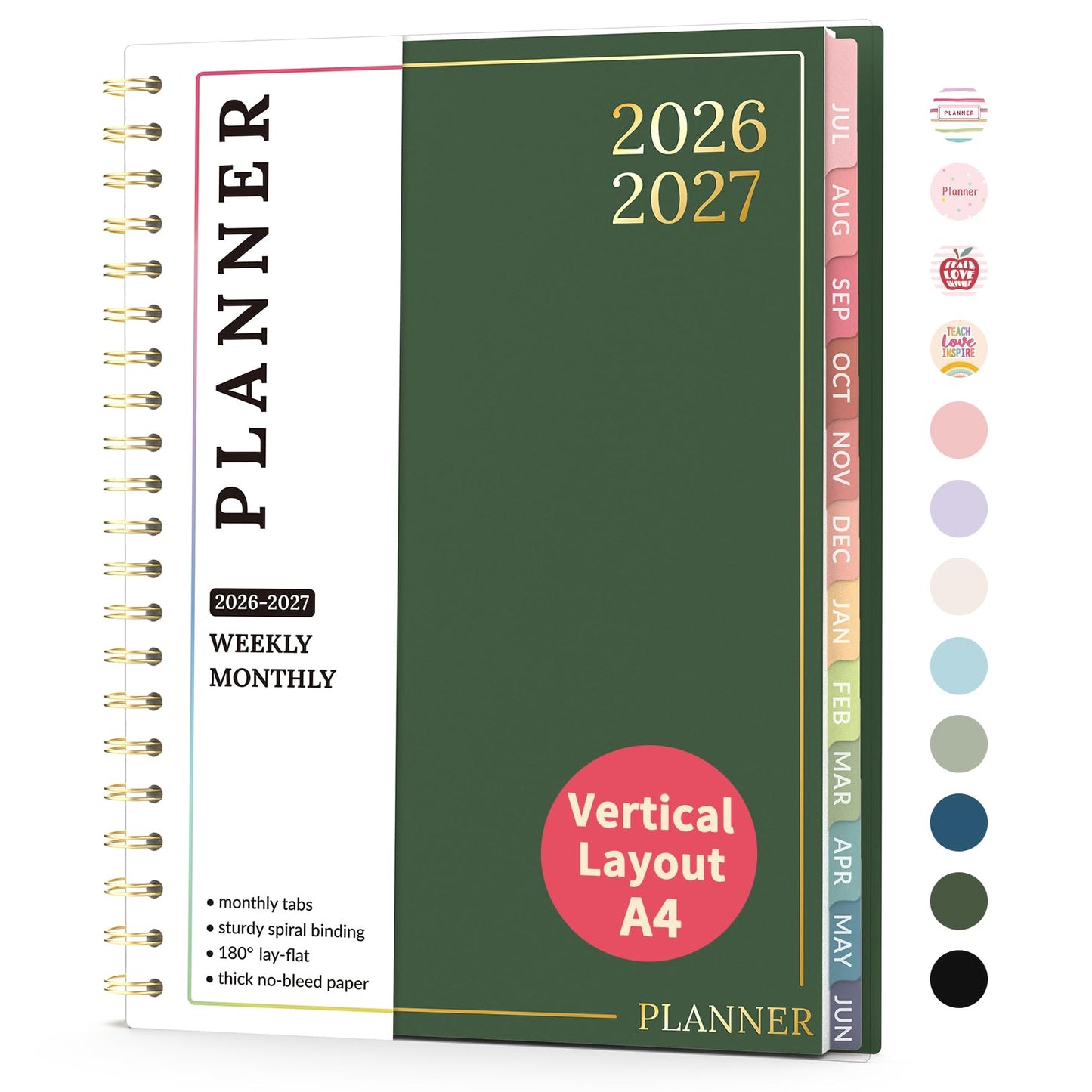 Teacher Planner 2026-2027, Forvencer Academic Planner 2026-2027, Jul 2026 - Jun 2027, 8.5"x11", Weekly & Monthly Planning Book with 7 Periods, School Agenda for Teacher Student, A4, Dark Green