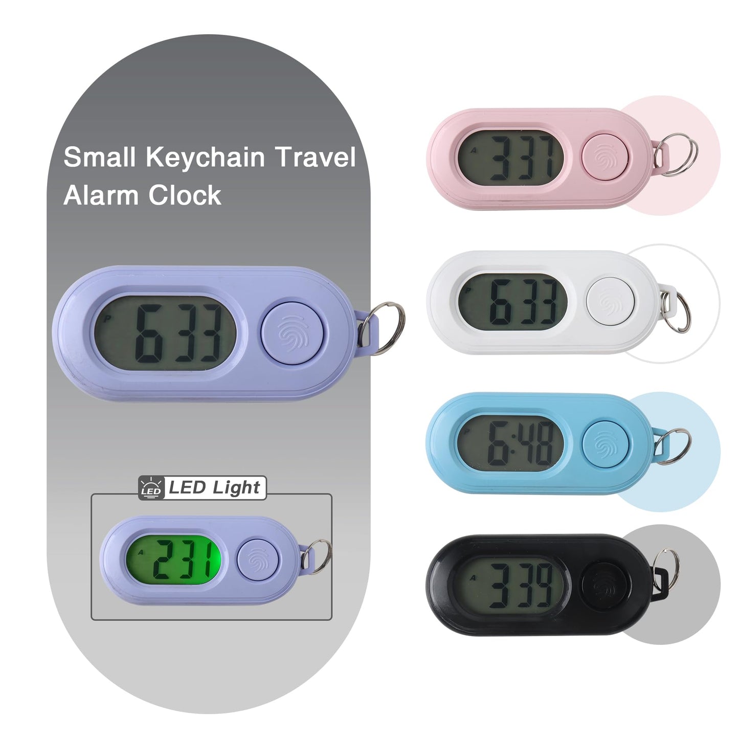 Small Glass Desk Whiteboard Dry-Erase Board with Clock, Small Travel Clock Keychain with Desk Notepad, Time Table Whiteboard for Desk Digital LED Light Display, 8x6 in with Accessories, Purple