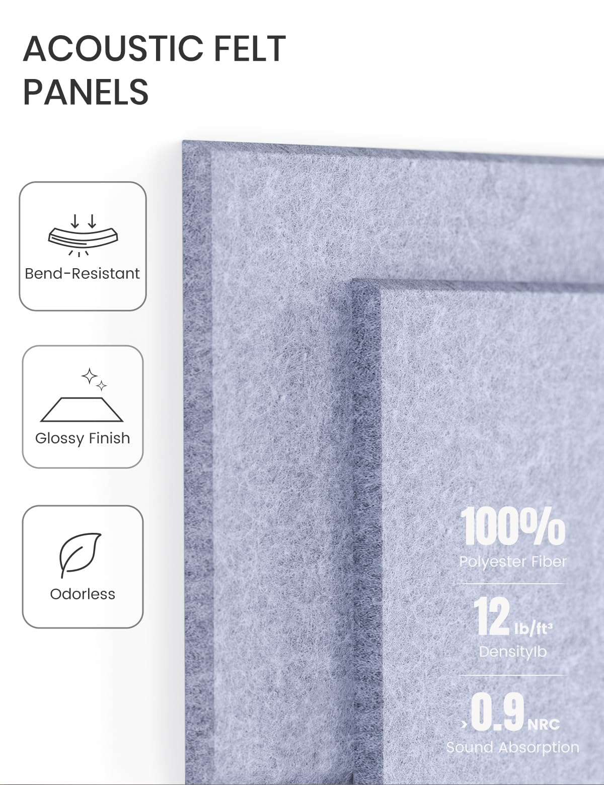 Fluxynara Large Felt Bulletin Board 36" x 24"Cork Board Alternative-6 Pack with 40 Safe Removable Adhesive Tabs, Cork Boards for Walls Cork Board for Home Office Classroom Pin Board-Soft Periwinkle