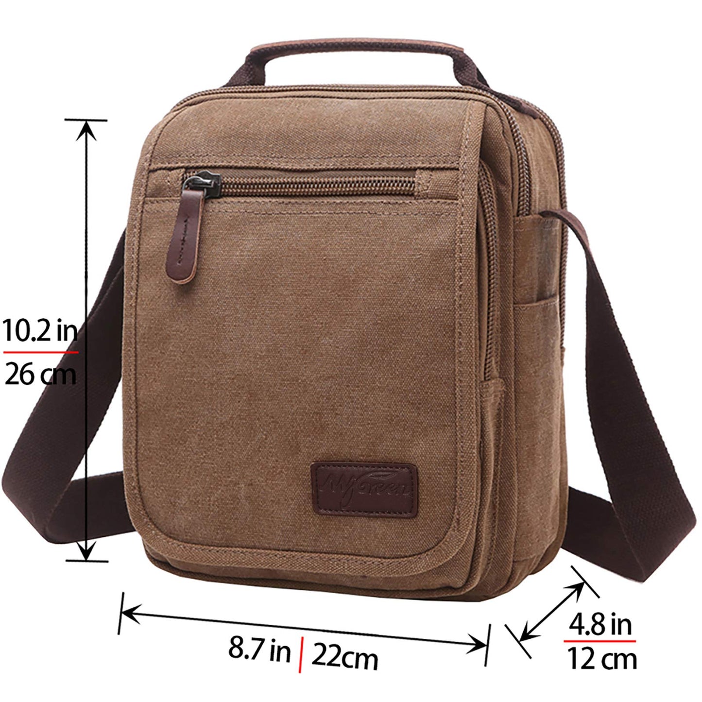 mygreen Men's Multifunctional Canvas Shoulder Bag Handbag Multi-Pockets Business Messenger Bags Outdoor Sports Over Shoulder Crossbody Side Bag