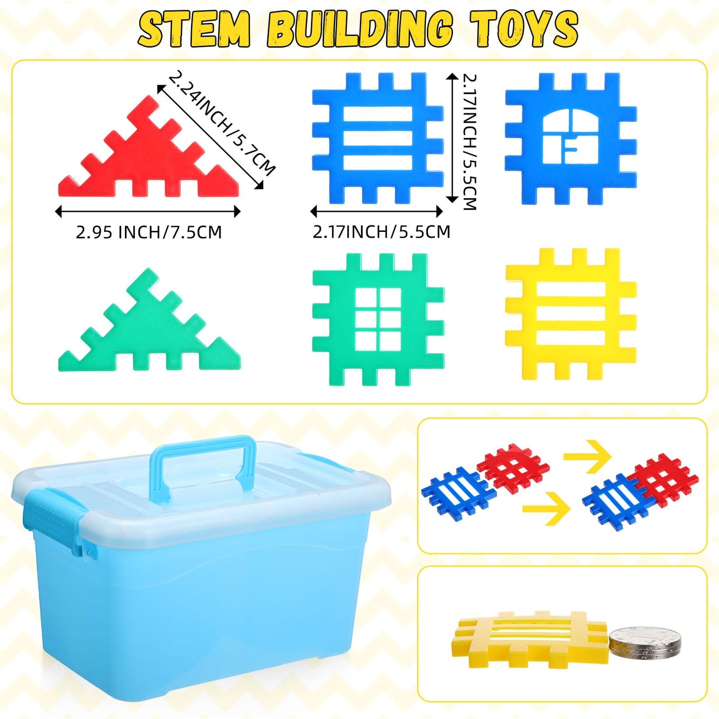Sonwyoung 155 Pieces Interlocking Building Blocks for Kids with Storage Box Building Toys Waffle Blocks for Kids Construction Learning Educational Toy Sets