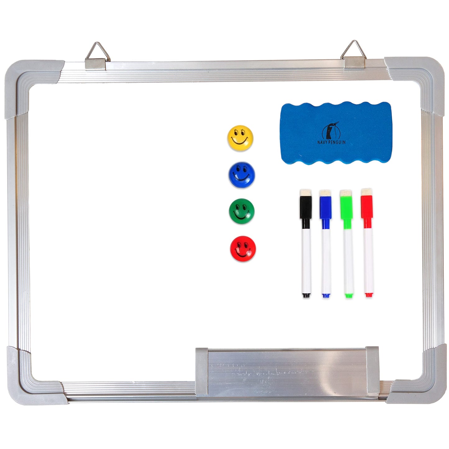 Whiteboard Set - 15 x 12 in Dry Erase Board with 1 Magnetic Dry Eraser, 4 Dry Wipe Markers and 4 Magnets - Small White Board Wall Hanging Marker Board for Home and Office (15x12)