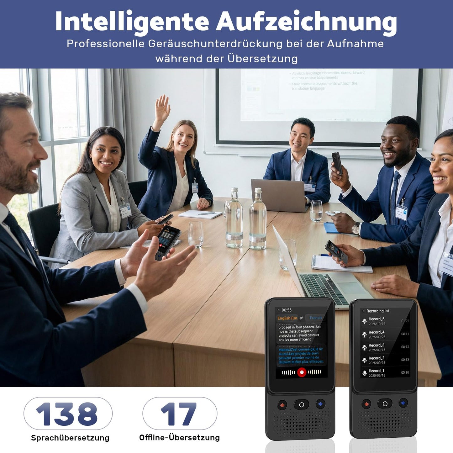 Ai Language Translator Device, 2025 Instant Voice Translator Device T21 Wi-Fi Available, Two-Way 138 Languages Ai Translator Offline Recording Photo Translation Device for Business Travel Study