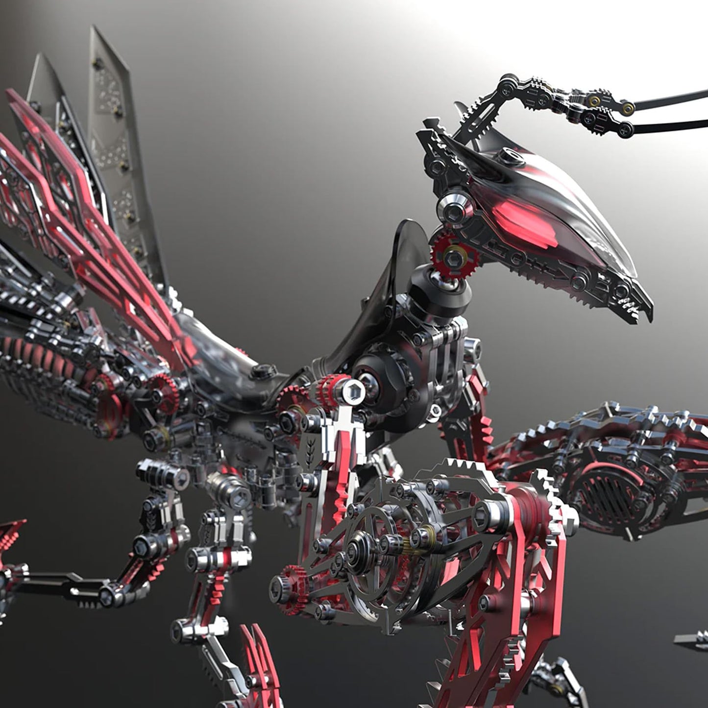 Metalkitor 3D Metal Puzzles for Adults, Giant Mantis Model Kit - Steampunk DIY Ornament - Assembly Jigsaw Crafts Brain Teaser - Perfect Room Decor and Gift Choice(1200+PCS, Black Red) (Black Red)