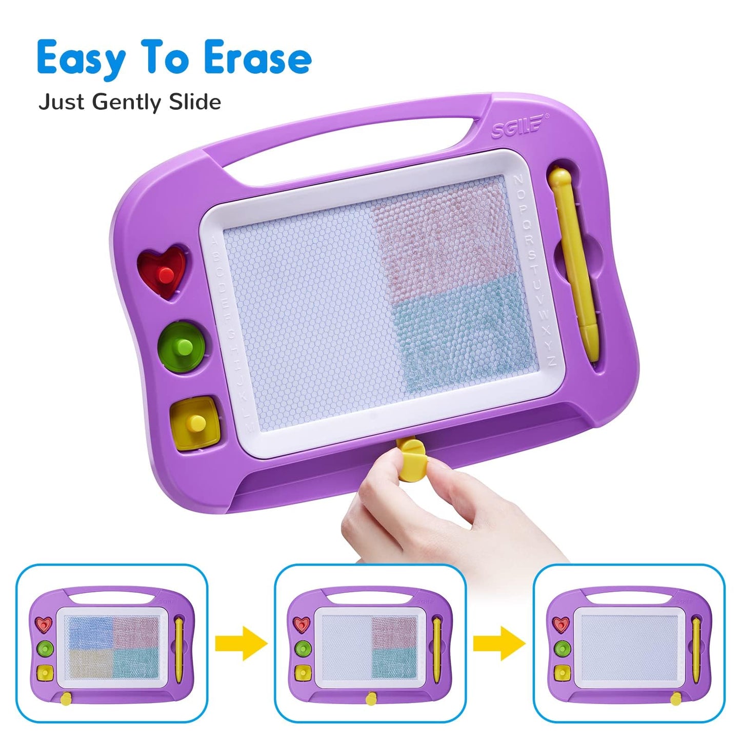 SGILE Toddler Toys for Kids, Magnetic Drawing Board for Birthday Gift, Toys for 1 2 3 Year Old Girls Boys, Etch & Sketch Pad with 3 Stamps, Learning and Educational, Purple