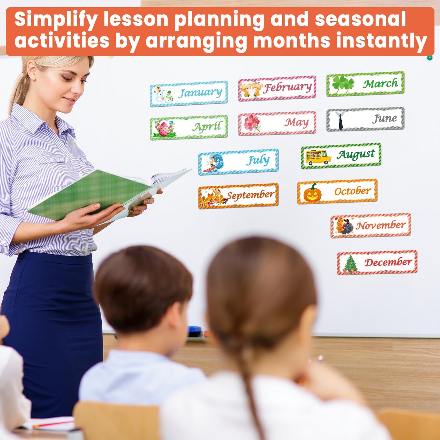 Months of The Year for Classroom,Educational Calendar Magnets for Whiteboard,Magnetic Days of The Month for Whiteboard,Perfect for Kids Learning, Teachers & Parents (Month)