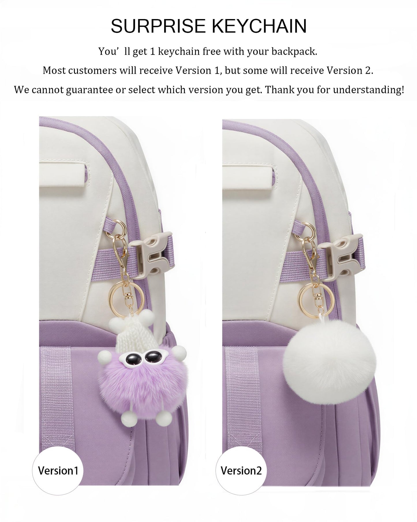 LOVEVOOK School Backpack for Teen Girls, Bookbag for 8-16 Student, Middle High College Back to School Cute Kids Backpack, 15.6 Inch, Purple-beige