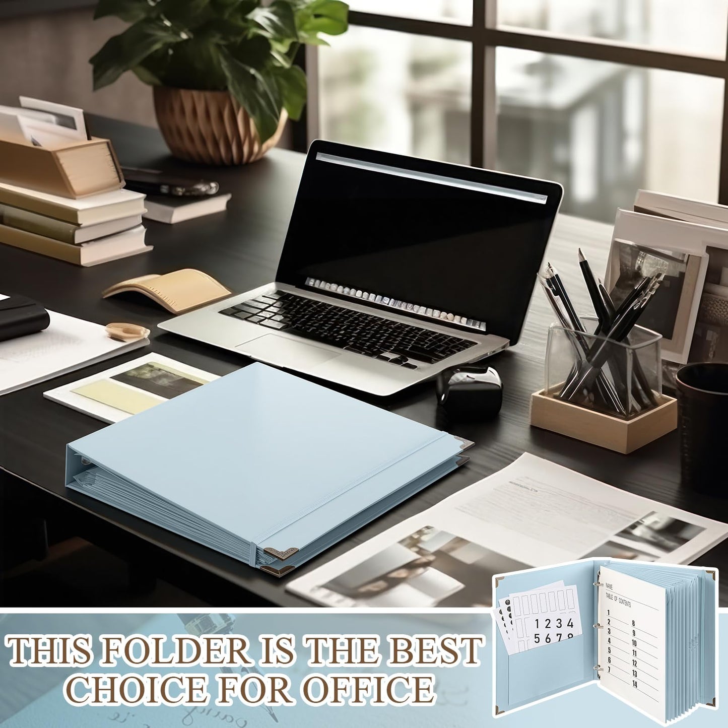 Marspark 3 Rings in Case I Die Binder Important Document Organizer with Labels, Life Pockets Organizer Expanding File Folder for Family Papers, Letters, Birth Certificates, Photos, Passports(Blue)