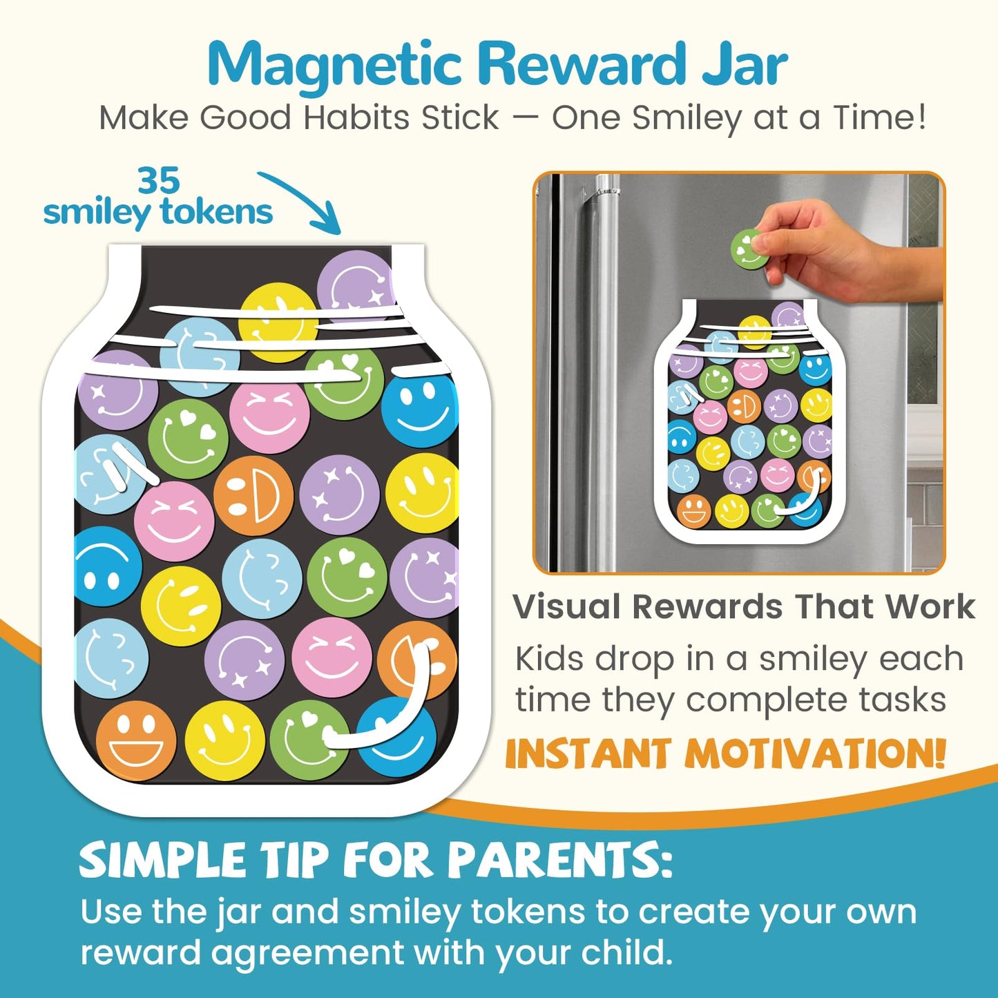 JJPRO Magnetic Bedtime/Morning/Daily Routine Chart for Kids with Reward Jar-Bedtime Checklist Toddler Reward Jar,Magnetic Chore Chart for Kids,Daily Routine Reward Chart -Outer Space