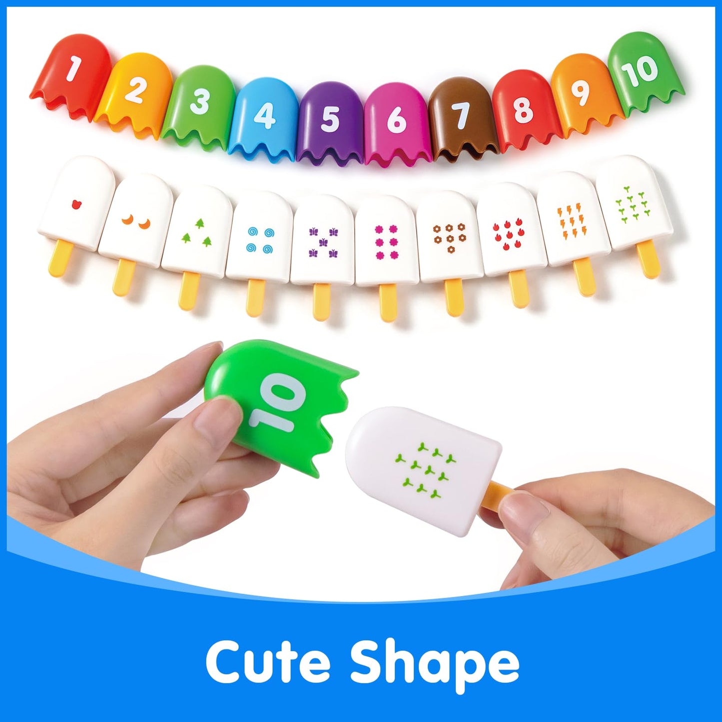 Odoorgames 100 Pcs Math Linking Cubes with 384 Cartoon Stickers – Mini Number Pops 1-10 – Essential Counting Cubes for Kids Math Learning and Fun Activities