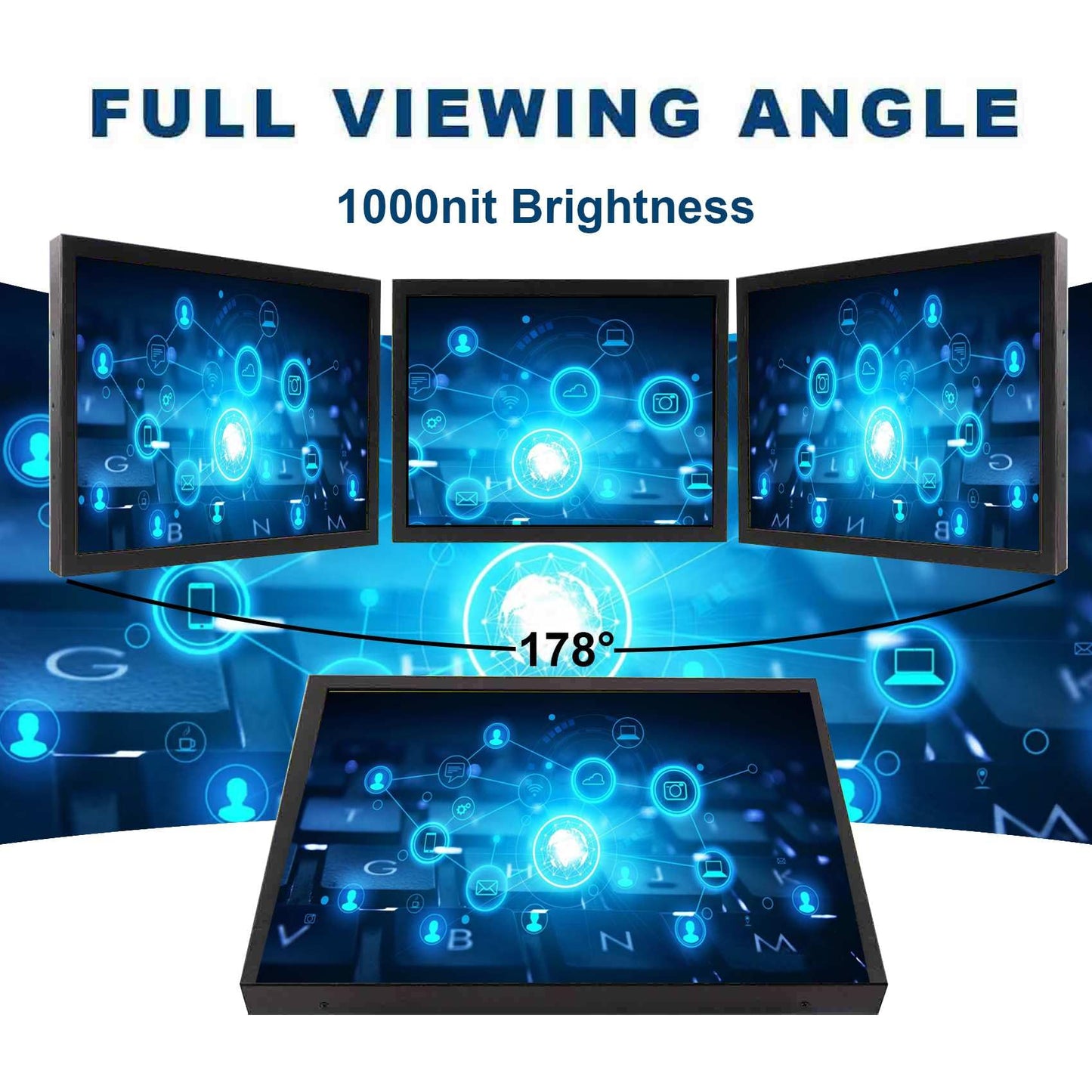 VSDISPLAY 15 Inch 1024x768 LCD Monitor 1000 Nits High Brightness IPS Screen with H/D DVI VGA as Outdoor Industrial Extra Display