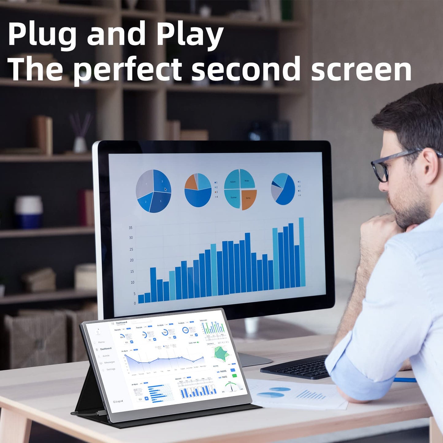 Upperizon Portable Monitor 15.6" 4K UHD 3840X2160 100% sRGB 60Hz IPS HDR HDMI USB-C Travel Monitor for Laptop MacBook PC Surface PS5 Xbox, Second Screen with Cover & Speakers, VESA Compatible