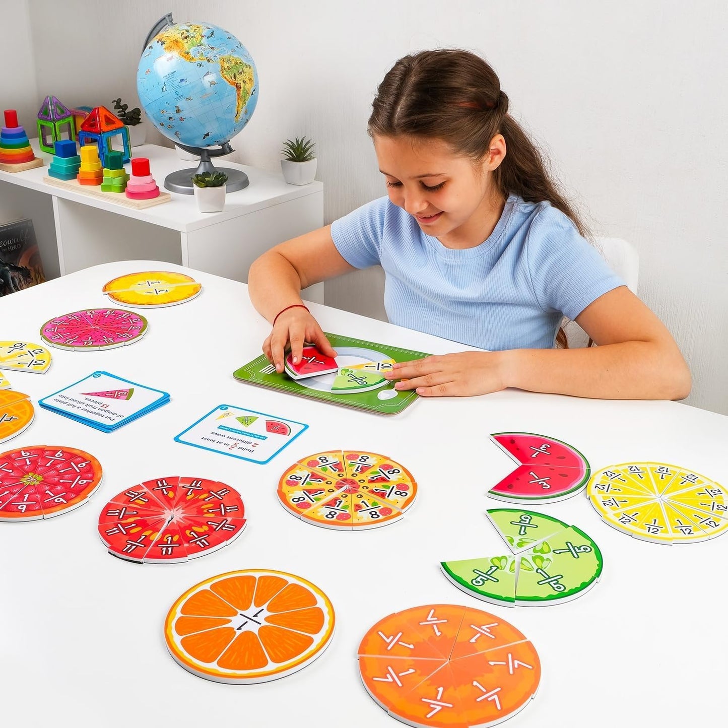 Simply magic 166 PCS Magnetic Fractions Activities Class Set & 112 PCS Yummy Magnetic Fractions for Math