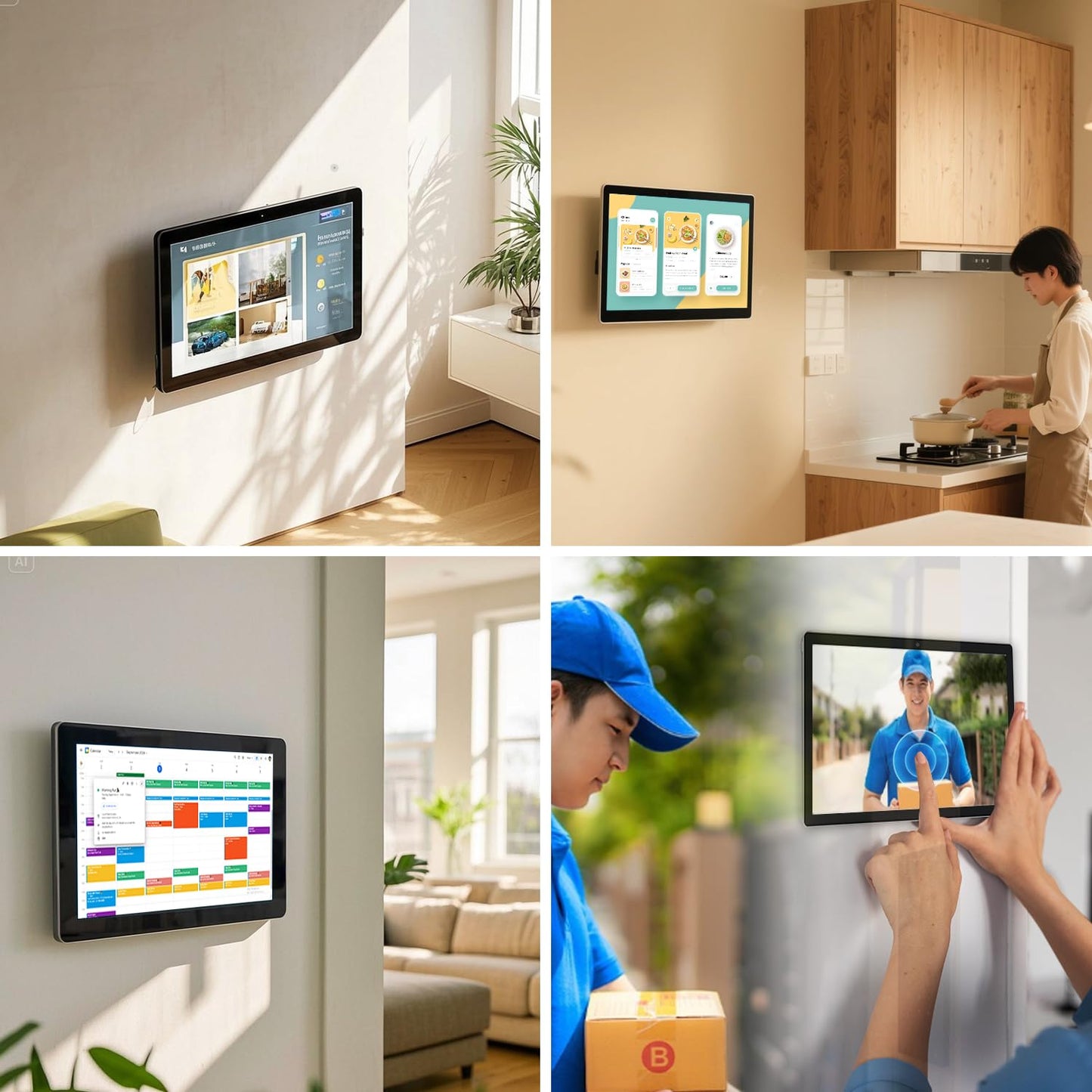 TouchWo 15.6 to 27 inch Touchscreen Digital Calendar & Wall Planners, Smart Whiteboard Calendar for Chore Chart & Work Schedule, Built in Speakers and Camera, Include Wall Mount & Desk Stand (15.6-inch)