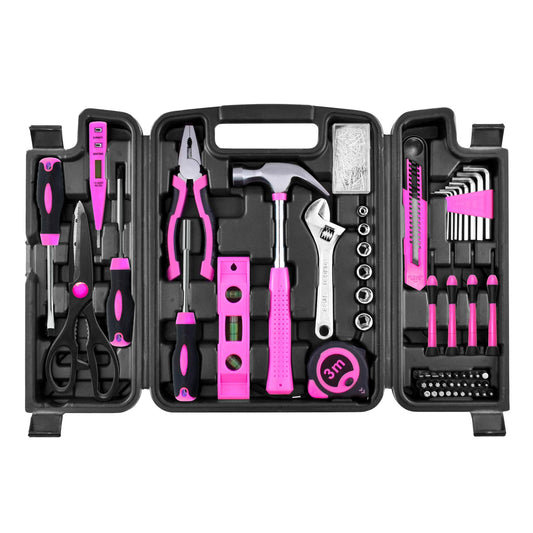 SOLUDE Pink Tool Set,206-Piece Home Tool Kit for Women Girls Ladies,Basic Household Toolkits for New Apartment Garage Office College Dorm & DIY Projects