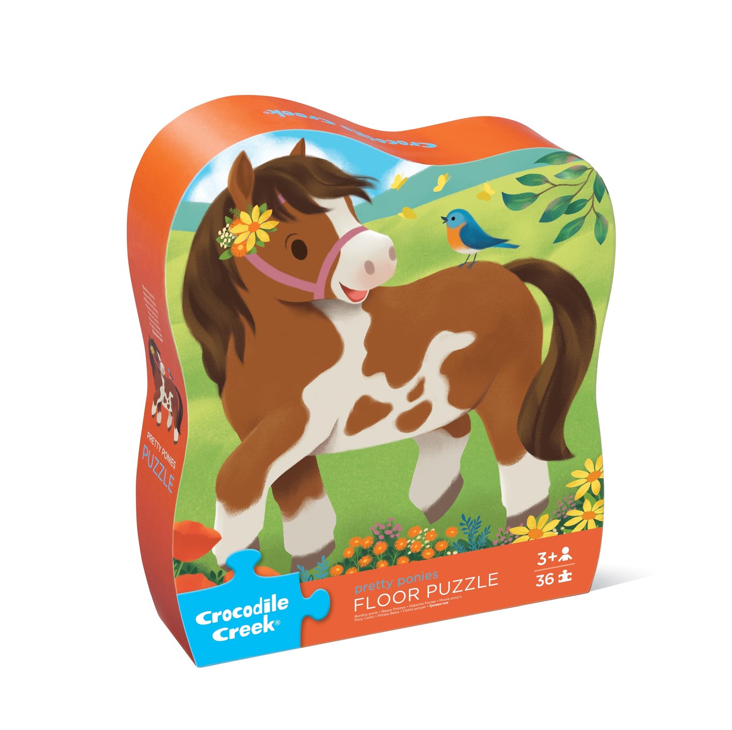 Crocodile Creek Jigsaw Puzzle, 36 Piece for Kids 3 Years and Up, Heavy-Duty Shaped Box for Storage, Finished Puzzle Size 18 x 24 inches, Pretty Ponies