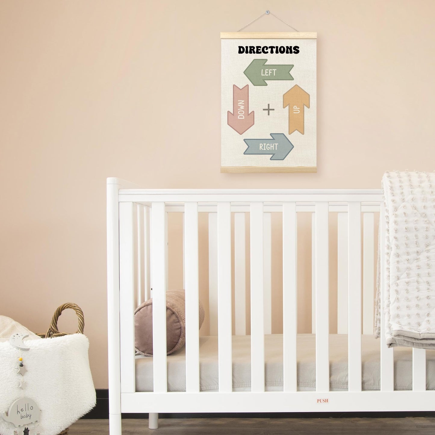 TLESKE Boho Classroom Directions Chart Poster Hanger Frame, Homeschool Hanging Wall Art Decor for Toddlers Kids Room Nursery Playroom, Preschool Prek Learning Educational Poster Print Banner, 12x16