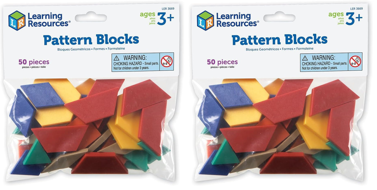 Learning Resources Pattern Blocks Smart Pack, Developmental Toy, Shapes, Patterns, 50 Pieces (Pack of 2)